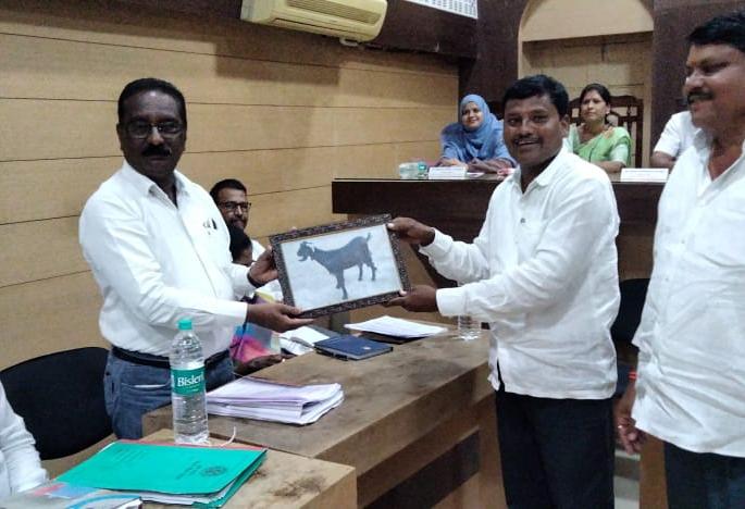 In Akola, by giving a photo of a goat, the animal husbandry officer was reminded of the distribution of goats! | अकोल्यात शेळीचा फोटो देऊन पशुसंवर्धन अधिकाऱ्यास करून दिली शेळीगट वाटपाची आठवण! In Akola, by giving a photo of a goat, the animal husbandry officer was reminded of the distribution of goats! | अकोल्यात शेळीचा फोटो देऊन पशुसंवर्धन अधिकाऱ्यास करून दिली शेळीगट वाटपाची आठवण!