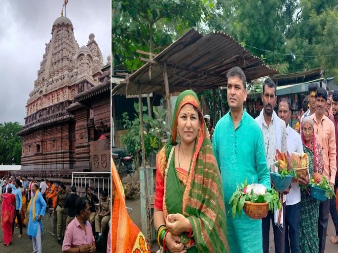 Verulanagari resounded with chants of 'Om Namah Shivaya'; Devotees flock to see Ghrishneshwar | 'ओम् नमः शिवाय' च्या जयघोषाने वेरूळनगरी दुमदुमली; घृष्णेश्वराच्या दर्शनासाठी भाविकांची गर्दी Verulanagari resounded with chants of 'Om Namah Shivaya'; Devotees flock to see Ghrishneshwar | 'ओम् नमः शिवाय' च्या जयघोषाने वेरूळनगरी दुमदुमली; घृष्णेश्वराच्या दर्शनासाठी भाविकांची गर्दी