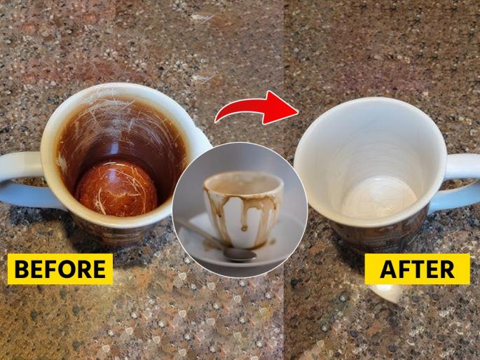 How to Remove Yellowish Stains From The Coffee and Tea Mugs Or Cups, Remedies To Clean Coffee Mug | जुने कप आता पिवळे- कळकट दिसतात? ३ पदार्थ वापरून करा सोपा उपाय, कप चमकतील पुन्हा नव्यासारखे