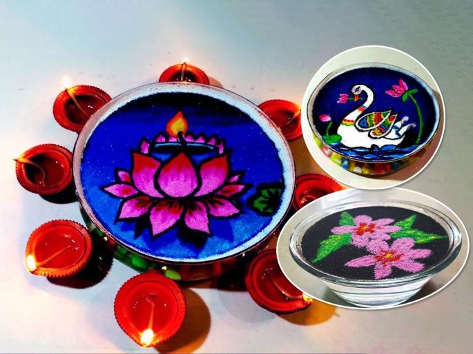 How to draw floating rangoli, rangoli on water ideas, Diwali decoration ideas for floating rangoli | पाण्यावर तरंगणारी रांगाेळी! दिवाळी डेकोरेशनसाठी मस्त आयडिया- बघा कशी काढायची फ्लोटिंग रांगोळी