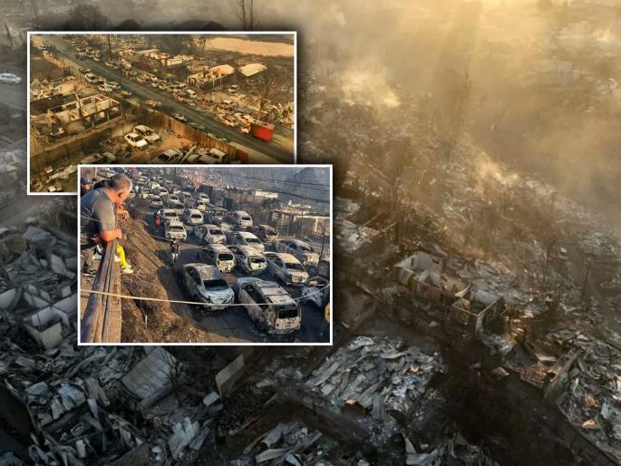 Chile's president says at least 46 people are dead from intense forest fires raging in central Valparaiso region | Video - अग्निकल्लोळ! चिलीच्या जंगलात भीषण आग; 46 जणांचा मृत्यू, हजारो घरं जळून खाक