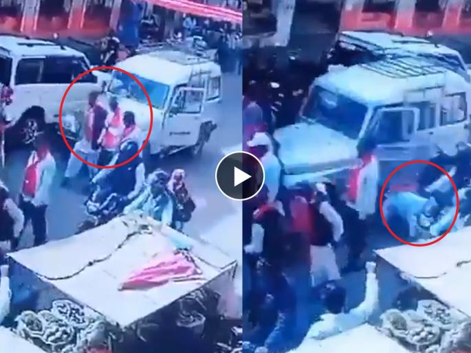 accident in degana nagaur driver suffered heart attack bolero rammed into shobha yatra | Video - धक्कादायक! ड्रायव्हरला हार्ट अटॅक, शोभायात्रेत घुसली बोलेरो; दोघांचा मृत्यू, अनेक जखमी