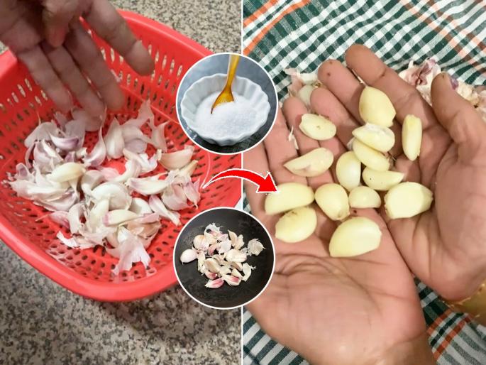 Fastest Way To Peel Garlic Using Salt | लसूण सोलणं किचकट वाटतं? चमचाभर मिठाचा करा 'असा' वापर; किलोभर लसूण सोलण्याची हटके ट्रिक