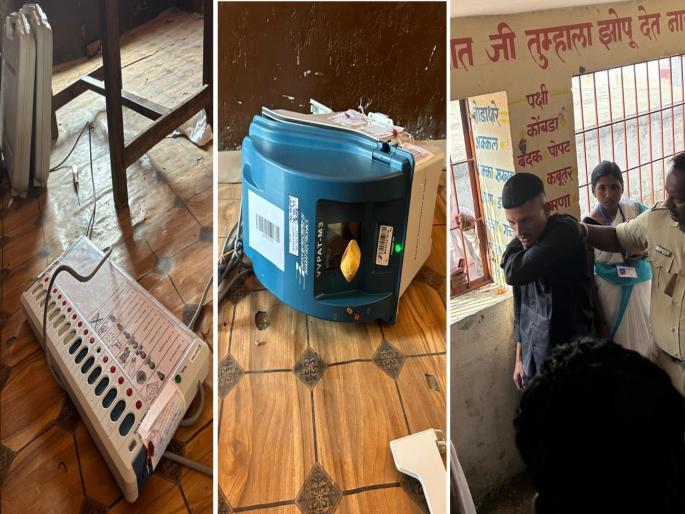 EVM machines broken with axes without voting; The cry of an unemployed youth in Nanded | मतदान न करता कुऱ्हाडीने फोडले ईव्हीएम मशीन; नांदेडमध्ये बेरोजगार तरुणाचा राडा EVM machines broken with axes without voting; The cry of an unemployed youth in Nanded | मतदान न करता कुऱ्हाडीने फोडले ईव्हीएम मशीन; नांदेडमध्ये बेरोजगार तरुणाचा राडा