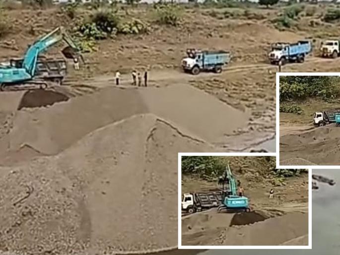 Day-long sand extraction by JCB from Salphal Ghat | सालफळ घाटातून जेसीबीद्वारे भर दिवसा वाळू उपसा Day-long sand extraction by JCB from Salphal Ghat | सालफळ घाटातून जेसीबीद्वारे भर दिवसा वाळू उपसा