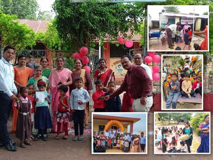 Bullock cart of children going to school..! | बँडबाजा बारात अन् शाळेत जाणाऱ्या चिमुकल्यांची बैलबंडी जोरात..!