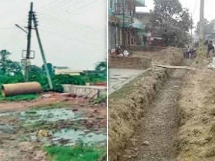 Improper construction of drains, obstruction of citizens' traffic | चुकीच्या पद्धतीने नालीचे बांधकाम, नागरिकांच्या रहदारीचे वांधे Improper construction of drains, obstruction of citizens' traffic | चुकीच्या पद्धतीने नालीचे बांधकाम, नागरिकांच्या रहदारीचे वांधे