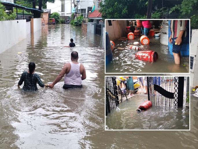 Water up to first floor in New Balajinagar Bhakere Layout | न्यू बालाजीनगर भाकरे लेआऊटमध्ये पहिला माळ्यापर्यंत पाणी Water up to first floor in New Balajinagar Bhakere Layout | न्यू बालाजीनगर भाकरे लेआऊटमध्ये पहिला माळ्यापर्यंत पाणी