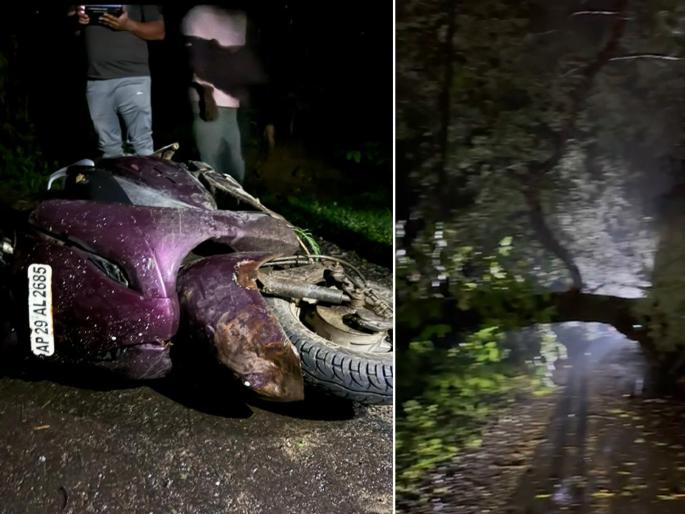 One killed after a two-wheeler hit a fallen tree on the road | रस्त्यावर कोसळलेल्या झाडावर दुचाकी धडकून एक ठार One killed after a two-wheeler hit a fallen tree on the road | रस्त्यावर कोसळलेल्या झाडावर दुचाकी धडकून एक ठार