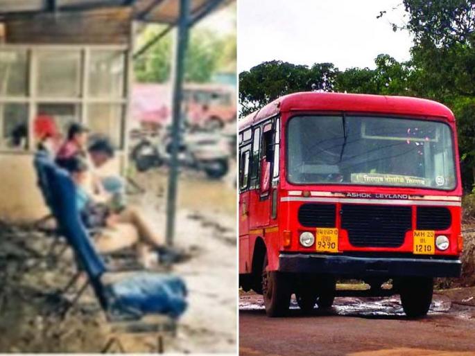 Neither the timing of the ST, nor the board of inquiry room; Passengers in the front and trash in the back | ना एसटीचा टायमिंग, ना चौकशी कक्षाचा बोर्ड; समोर प्रवासी आणि मागे कचरा Neither the timing of the ST, nor the board of inquiry room; Passengers in the front and trash in the back | ना एसटीचा टायमिंग, ना चौकशी कक्षाचा बोर्ड; समोर प्रवासी आणि मागे कचरा
