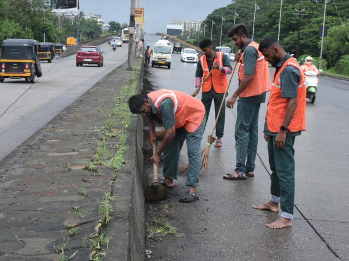 Even before the visit of the Chief Minister, the administration started work, the Sion-Panvel highway is shiny | मुख्यमंत्र्यांच्या दौऱ्यापूर्वीच प्रशासन लागले कामाला, सायन-पनवेल महामार्ग चकाचक Even before the visit of the Chief Minister, the administration started work, the Sion-Panvel highway is shiny | मुख्यमंत्र्यांच्या दौऱ्यापूर्वीच प्रशासन लागले कामाला, सायन-पनवेल महामार्ग चकाचक