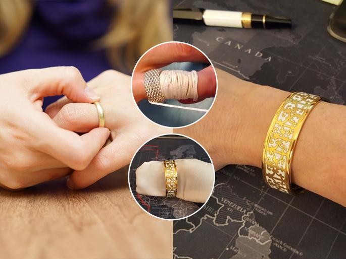 3 easy steps to get a ring off safely, how to remove bangles stuck in hands or how to remove ring stuck in finger with easy tricks | बांगडी हातात घट्ट अडकून बसली? ३ सोप्या टिप्स- एका मिनिटात बांगडी अलगद निघून येईल