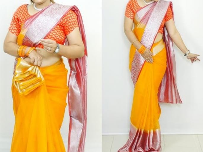 perfect saree draping tips How to look slim and beautiful in saree Diwali festival : Want to look beautiful in a saree on Diwali? Avoid 4 mistakes, you will get a perfect saree look, you will look attractive-fine | Diwali : दिवाळीत साडी नेसताना ४ चुका टाळा, साडीत दिसाल बारीक-फोटो येतील सुंदर