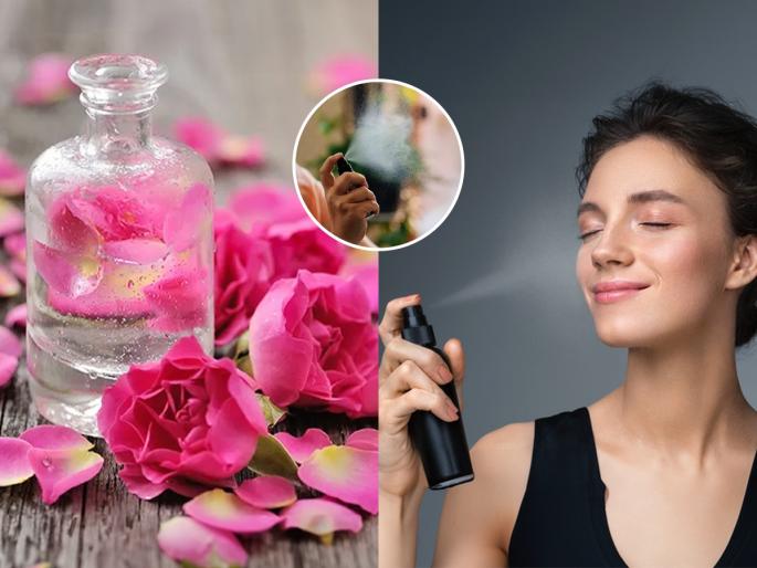 How To Make Makeup Setting Spray With Rose Water At Home Refreshing Makeup Setting Rosewater Spray | फक्त २ चमचे गुलाबपाणी वापरा आणि बनवा मेकअप सेटिंग स्प्रे, चेहऱ्याला केमिकल न लावता दिसा सुंदर...