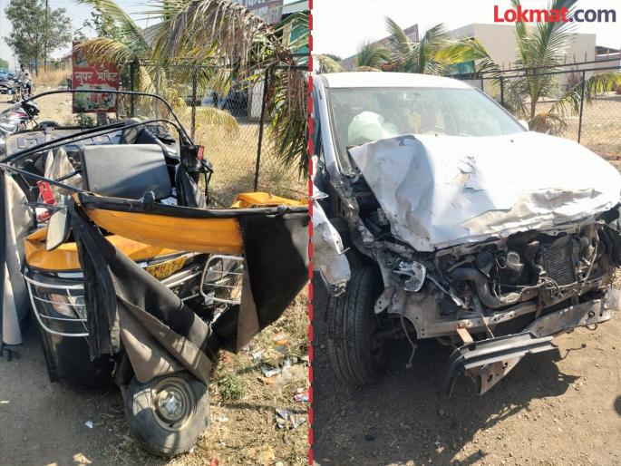 Car-rickshaw collides head-on near Trimbakeshwar; Devotee from Gujarat killed, family from Solapur injured | त्र्यंबकेश्वरजवळ कार-रिक्षाची समोरासमोर धडक; गुजरातचा भाविक ठार, सोलापूरचे कुटुंब जखमी Car-rickshaw collides head-on near Trimbakeshwar; Devotee from Gujarat killed, family from Solapur injured | त्र्यंबकेश्वरजवळ कार-रिक्षाची समोरासमोर धडक; गुजरातचा भाविक ठार, सोलापूरचे कुटुंब जखमी
