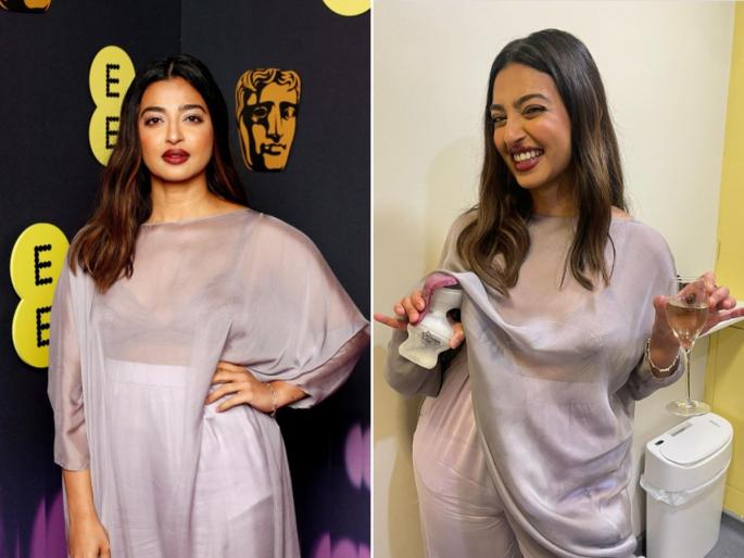 Radhika Apte BALANCES motherhood & work at BAFTAs with a breast pump and a glass of Champagne Radhika Apte balances breastfeeding and champagne at the BAFTAs | स्तनपान करणाऱ्या आईने अल्कोहोल प्यावे का? राधिका आपटेचा फोटो पाहून पडलेला व्हायरल प्रश्न...