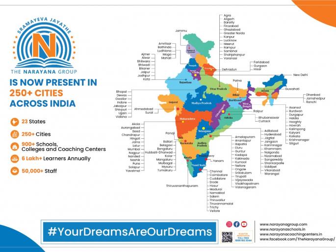 Narayana Educational Institutions Launches 52 New Campuses Across 12 States | नारायण शैक्षणिक संस्थेने १२ राज्यांमध्ये सुरू केले ५२ नवीन कॅम्पस