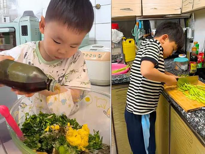 reverse parenting trend in china, children are busy in  household chores and parents getting relax | चीनमध्ये भलताच ट्रेण्ड! लहान मुलं करतात धुणीभांडी- स्वयंपाक आणि आईबाबा करतात आराम कारण..