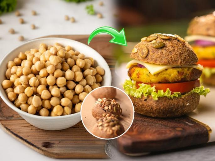 how to Make Gluten-Free Chickpea Burger Bun Recipe evening snack food idea at home high-protein food | जंक फूड नको, मुलांना आवडेल असे काबुली चण्याचे बर्गर नक्की करा! पौष्टिक आणि चमचमीत
