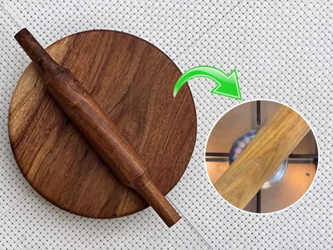 how to clean  wooden belan or rolling pan and chakla, how to clean wooden chakla or polpat | रोज वापरून लाकडी पोळपाट- लाटणं काळं पडलं? ३ सोपे उपाय- नव्यासारखं स्वच्छ होईल
