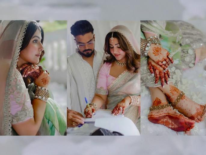 Hina Khan Aesthetic Look Wins Hearts Hina Khan’s Manish Malhotra wedding saree Look Hina Khan Wedding Fantastic Look | तौबा यह सादगी! हिना खानचा लग्नातला साधा लूक होतोय व्हायरल, कॅन्सरनंतर जगण्याची नवी सुरुवात...