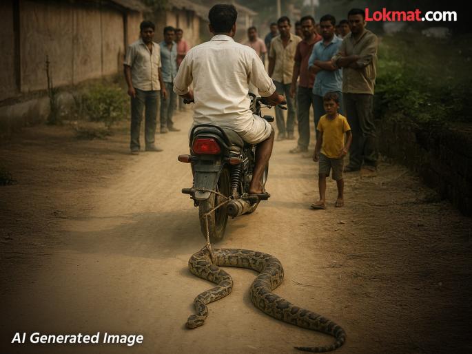 Viral Video: Chhattisgarh Man Brutally Drags Massive Python Tied To His Bike | Viral Video: भल्यामोठ्या अजगराला दुचाकीला बांधून फरफटत नेलं, संतापजनक प्रकार कॅमेऱ्यात रेकॉर्ड!