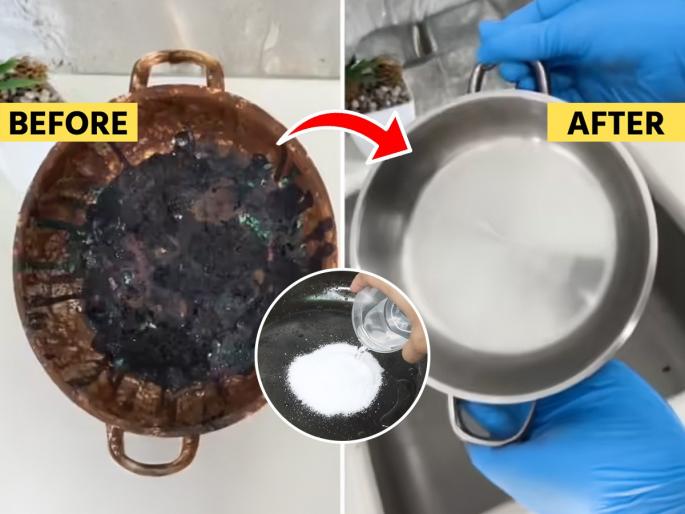 How To Remove Rust From Kadai And Clean It Inside And Out By Using Salt And Vinegar | रोज वापरायची कढई काळीकुट्ट दिसतेय? चिमूटभर मीठ 'या' पद्धतीनं वापरा, कढई चकाकायला लागेल