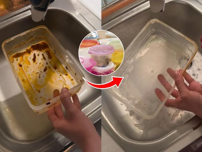 How To Clean Oil Stained Kitchen Containers Boxes Utensils In Easy Way | तेल गळून प्लास्टीकचे डबे चिकट-तेलकट झाले? ५ सोपे उपाय- डबे चकचकीत, लागा दिवाळीच्या साफसफाईला..