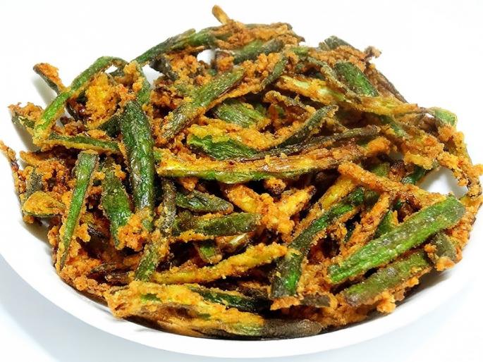 How To Make Crispy Bhindi At Home : Okra Bhindi Crispy Recipe How To Make Crispy Bhind | १० मिनिटांत करा कुरकुरीत मसाला भेंडी फ्राय; सोपी रेसिपी, भेंडी न खाणारेही आवडीनं खातील