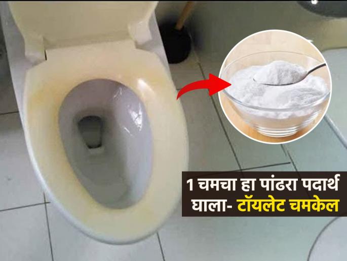How To Clean Yellow Toilet Seat Bathroom Cleaning Hacks How To Clean Yellow Toilet Seat | टॉयलेटचे पिवळे डाग निघतच नाहीत? १ चमचा हा पांढरा पदार्थ घाला, पांढराशुभ्र दिसेल टॉयलेट
