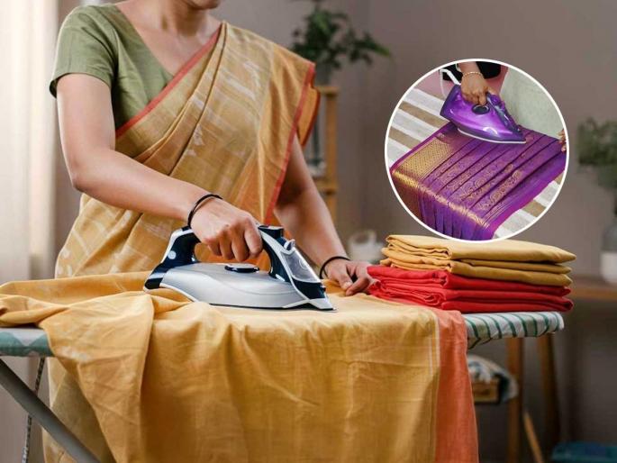 how to press or iron saree, simple tips for ironing saree | साड्यांना घरीच करा विकतसारखी कडक इस्त्री! ३ स्टेप्स- साडीच्या इस्त्रीसाठी पैसे घालविण्याची गरजच नाही how to press or iron saree, simple tips for ironing saree | साड्यांना घरीच करा विकतसारखी कडक इस्त्री! ३ स्टेप्स- साडीच्या इस्त्रीसाठी पैसे घालविण्याची गरजच नाही