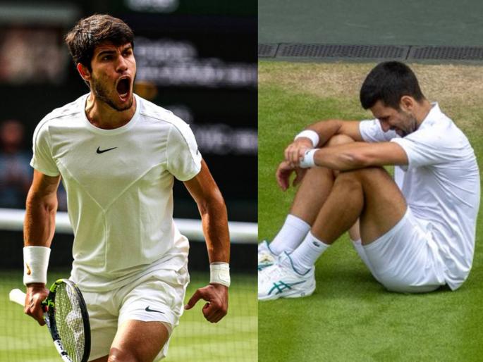 Wimbledon Final 2023 : carlos alcaraz  beats defending champion Novak Djokovic in 5 sets to win first Wimbledon title,  becomes the third Spanish player in history to win the Wimbledon Men’s Singles title | Wimbledon Final 2023 : २० वर्षीय कार्लोस अलकराझ दी ग्रेट नोव्हाक जोकोव्हिचवर भारी पडला, जिंकली विम्बल्डन फायनल Wimbledon Final 2023 : carlos alcaraz  beats defending champion Novak Djokovic in 5 sets to win first Wimbledon title,  becomes the third Spanish player in history to win the Wimbledon Men’s Singles title | Wimbledon Final 2023 : २० वर्षीय कार्लोस अलकराझ दी ग्रेट नोव्हाक जोकोव्हिचवर भारी पडला, जिंकली विम्बल्डन फायनल
