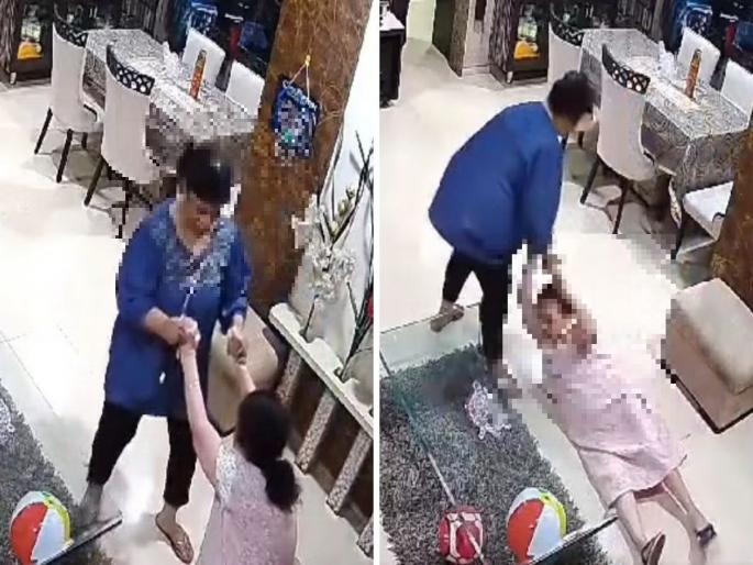 Video: Slap on the cheek, grab the leg and drag; Daughter-in-law assaults elderly mother-in-law, FIR filed | Video: गालात चापट, पाय पकडून ओढले; सुनेची वृद्ध सासूला जबर मारहाण, FIR दाखल Video: Slap on the cheek, grab the leg and drag; Daughter-in-law assaults elderly mother-in-law, FIR filed | Video: गालात चापट, पाय पकडून ओढले; सुनेची वृद्ध सासूला जबर मारहाण, FIR दाखल