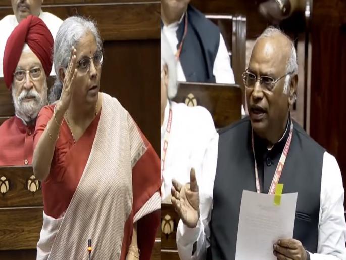 'Political parties choose weak women', Mallikarjun Kharge and Nirmala Sitharaman clash | 'राजकीय पक्ष कमकुवत महिला निवडतात', मल्लिकार्जुन खर्गे आणि निर्मला सीतारामन यांच्यात खडाजंगी 'Political parties choose weak women', Mallikarjun Kharge and Nirmala Sitharaman clash | 'राजकीय पक्ष कमकुवत महिला निवडतात', मल्लिकार्जुन खर्गे आणि निर्मला सीतारामन यांच्यात खडाजंगी