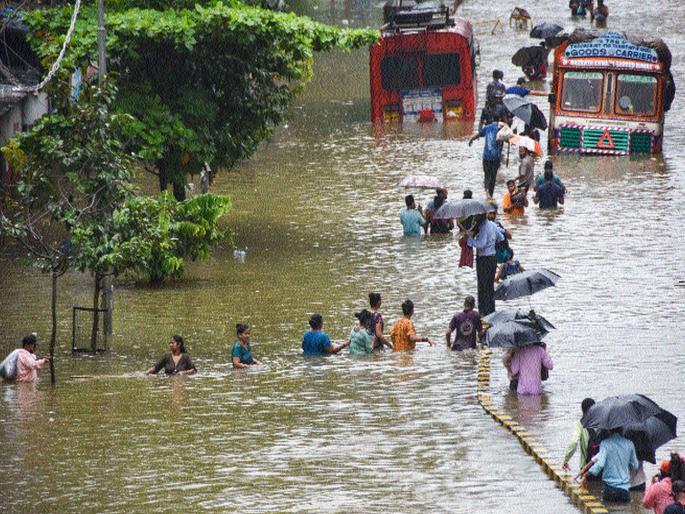 A month's worth of rain in just twelve hours; Mumbaikars are blown away | अवघ्या बारा तासांत महिनाभराचा पाऊस; मुंबईकरांची उडाली दाणादाण A month's worth of rain in just twelve hours; Mumbaikars are blown away | अवघ्या बारा तासांत महिनाभराचा पाऊस; मुंबईकरांची उडाली दाणादाण