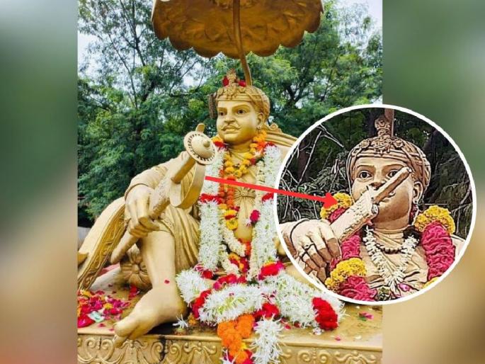 Raje Bakht Buland Shah, the founder of Nagpur city, statue ignored by the municipal corporation | तलवारीची मुठही तुटलेली, साधी स्वच्छताही केली नाही Raje Bakht Buland Shah, the founder of Nagpur city, statue ignored by the municipal corporation | तलवारीची मुठही तुटलेली, साधी स्वच्छताही केली नाही
