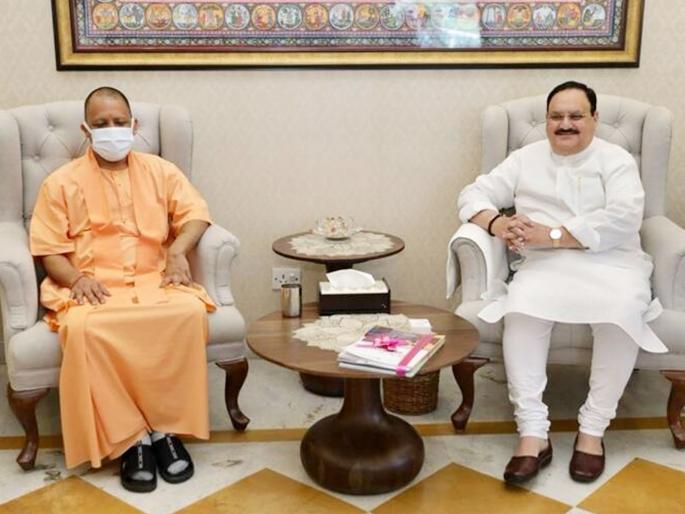 jp nadda appreciates yogi adityanath and uttar pradesh govt | “उत्तर प्रदेशमुळे देशाचे राजकारण बदलले, योगींनी UP ला आघाडीचे राज्य बनवले”