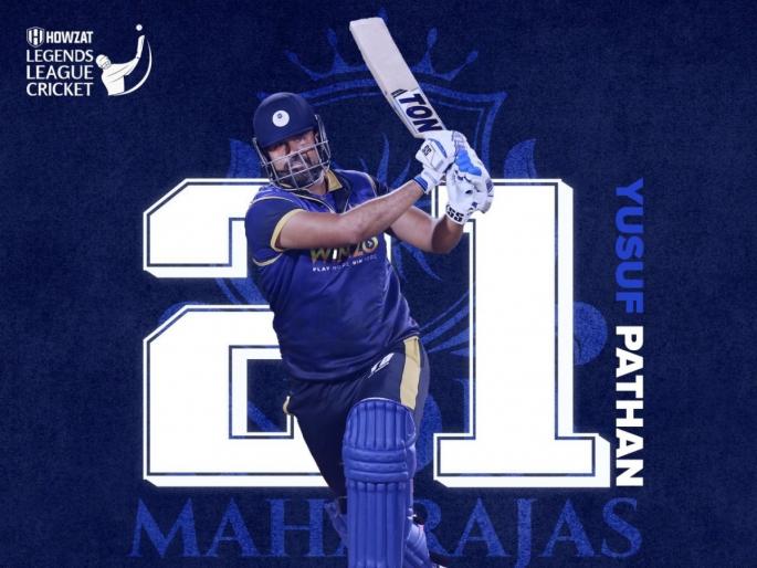 Legends League Cricket : Yusuf Pathan scored 80 from 40 balls including 9 fours and 5 sixes, India Maharajas chased 176 runs with 5 balls left against Asian Lions, Video | Yusuf Pathan, Legends League Cricket : ६,६,६,६,६! भारतीय संघ संकटात असताना युसूफ पठाण धावला; २००च्या स्ट्राईक रेटनं ८० धावा कुटून विजय मिळवून दिला
