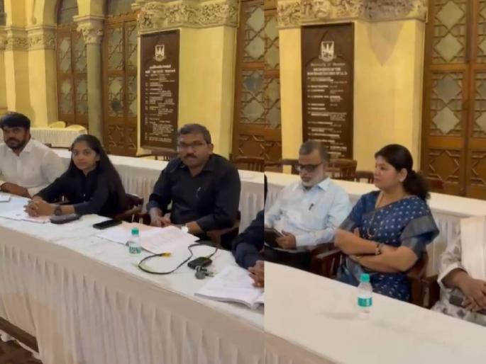 Mumbai - Yuva Sena, Buktu members protest, alleging that their voices are being suppressed in the university's budget meeting | युवासेना, बुक्टुचा मुंबई विद्यापीठात रात्री उशीरापर्यंत ठिय्या; आवाज दडपण्याचा आरोप  Mumbai - Yuva Sena, Buktu members protest, alleging that their voices are being suppressed in the university's budget meeting | युवासेना, बुक्टुचा मुंबई विद्यापीठात रात्री उशीरापर्यंत ठिय्या; आवाज दडपण्याचा आरोप