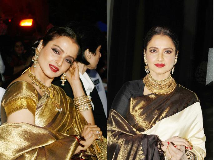 Rekha Inspired Regal Saree Looks For Perfect Wedding Guest