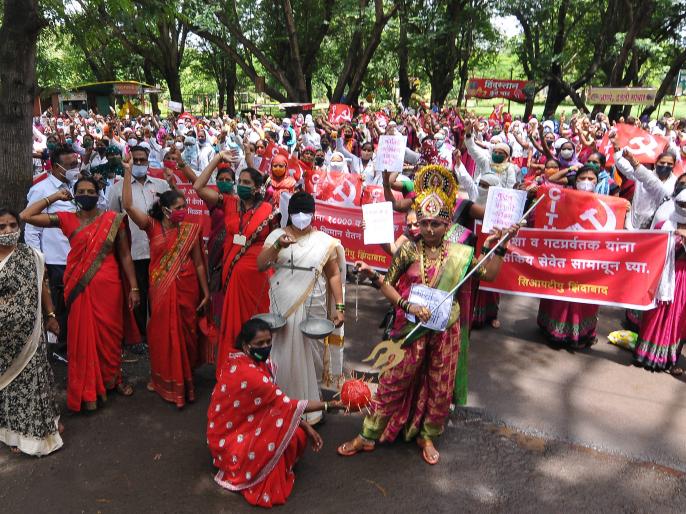 आशांचा जिल्हाधिकारी कार्यालयावर मोर्चा, काम बंद आंदोलन Marathi News