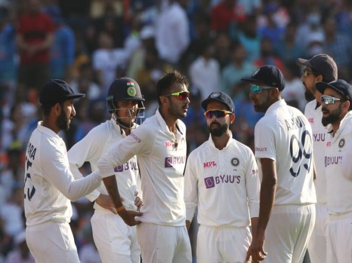 India VS England: English batsmen's 'garba' on akshar patel spin | India VS England: अक्षरच्या फिरकीवर इंग्लिश फलंदाजांचा ‘गरबा’; इंग्लंडचा ११२ धावांत खुर्दा, भारत ३ बाद ९९ India VS England: English batsmen's 'garba' on akshar patel spin | India VS England: अक्षरच्या फिरकीवर इंग्लिश फलंदाजांचा ‘गरबा’; इंग्लंडचा ११२ धावांत खुर्दा, भारत ३ बाद ९९