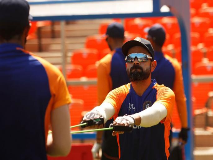 India VS England: The Indian team practiced | India VS England: भारतीय संघाने केला सराव; टीम इंडिया आघाडी घेण्यास उत्सुक India VS England: The Indian team practiced | India VS England: भारतीय संघाने केला सराव; टीम इंडिया आघाडी घेण्यास उत्सुक