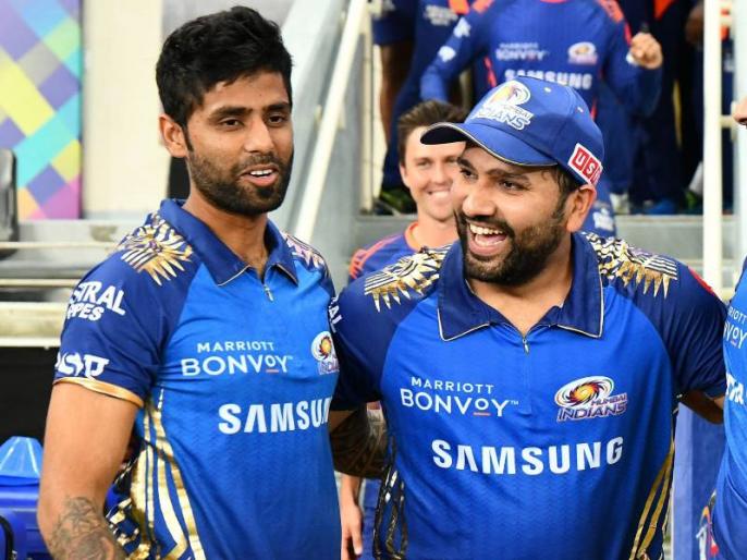 IPL 2021 mumbai indians captain rohit sharma paises suryakumar yadav | IPL 2021: 'सूर्या बिनधास्तपणे भिडतो अन् पुरुन उरतो'; कॅप्टन रोहितकडून स्तुतिसुमनं IPL 2021 mumbai indians captain rohit sharma paises suryakumar yadav | IPL 2021: 'सूर्या बिनधास्तपणे भिडतो अन् पुरुन उरतो'; कॅप्टन रोहितकडून स्तुतिसुमनं