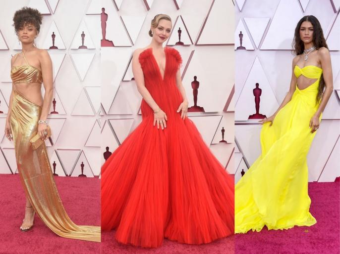 Oscars 2021 Celebrity Fashion Shines On The Red Carpet Of The Oscars Oscars 2021 ऑस कर क र ड क रप ट पर स ल ब र ट ज न द ख य स ट इल श अ द ज द ख तस व र Lokmat News Hindi