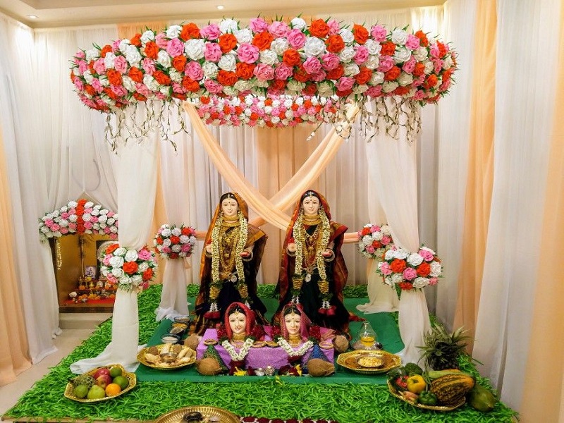 Mahalaxmi decoration | Janmashtami decoration, Ganpati decoration design,  Goddess decor