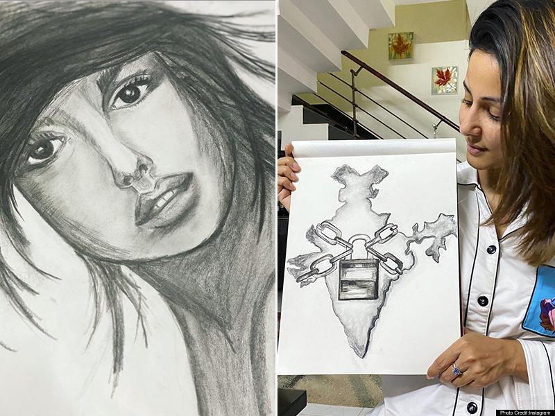Rinku Rajguru pencil sketch on Stars Portraits