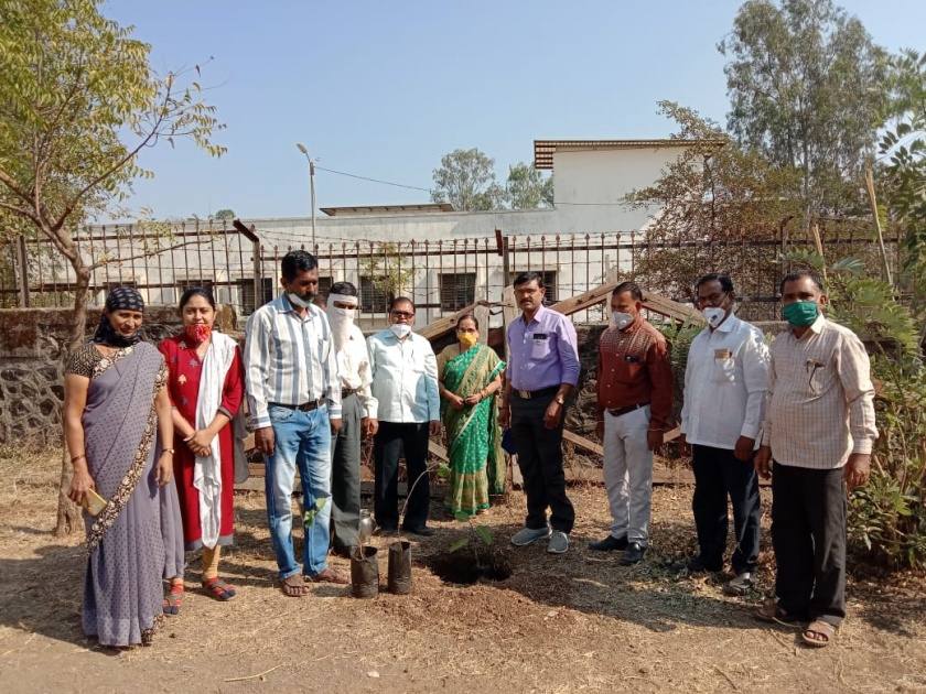 Planting of trees in Dindori on the occasion of Pollution Day | प्रदूषण दिनानिमित्त दिंडोरीत वृक्षा रोपण