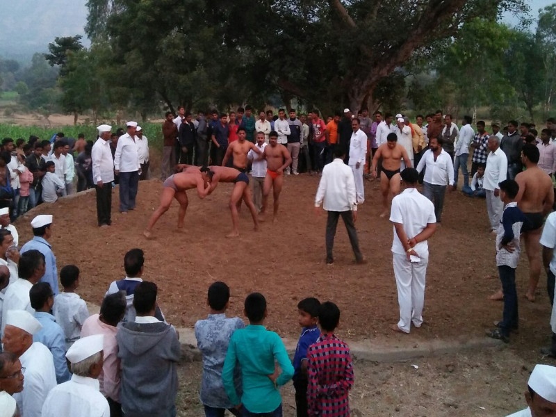 Waghjai devi Yatra-festival & wrestling competition in Palsoshi, Pune | वाघजाईदेवी यात्रा उत्सवनिमित्त पुण्यातील पळसोशीत रंगला मातीतील कुस्त्यांचा आखाडा