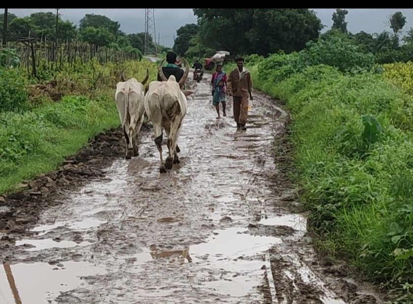 Poor condition of Pimpri area to Ahiwantwadi road | पिंपरी अंचला ते अहिवंतवाडी रस्त्याची दुरावस्था